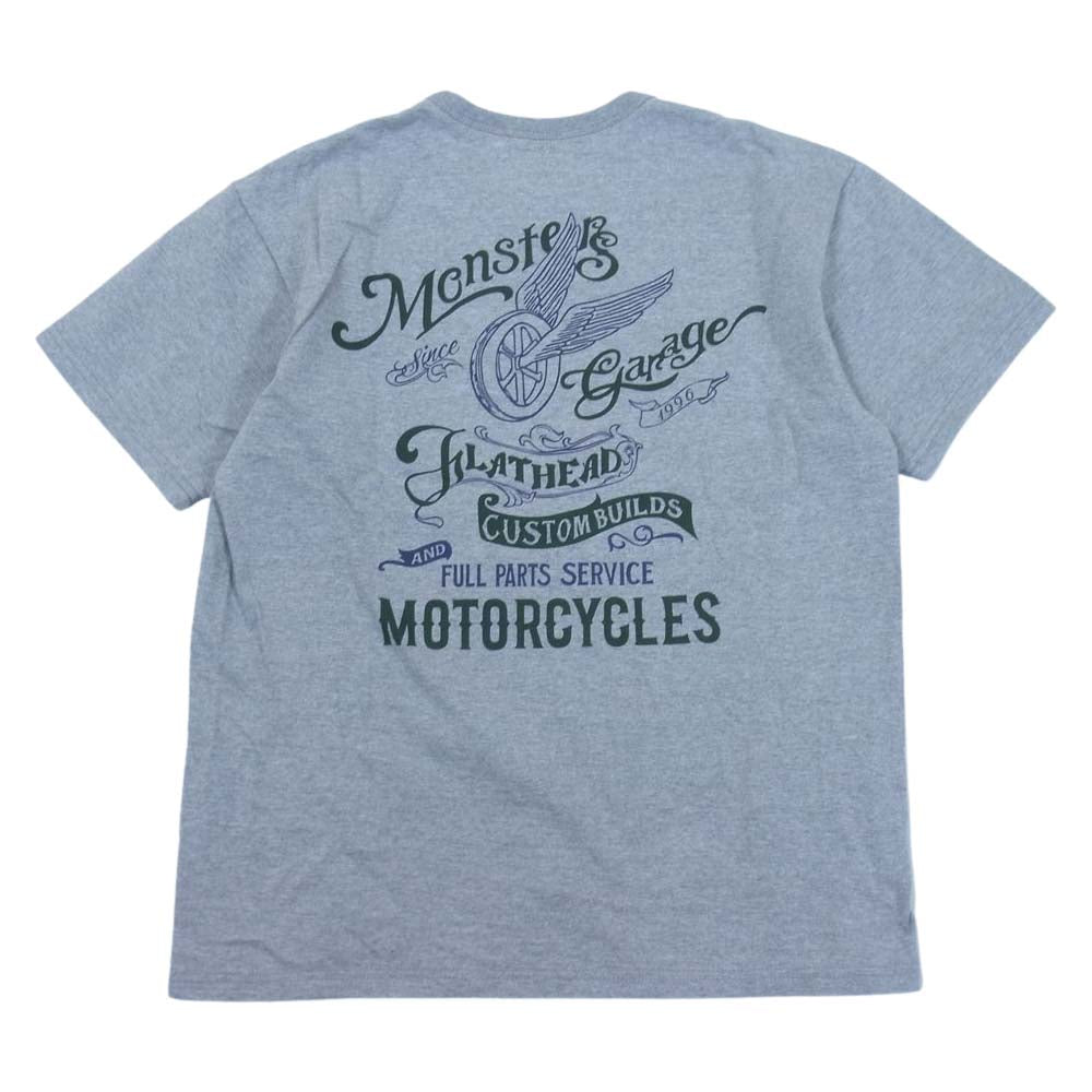 THE FLAT HEAD ザフラットヘッド FN-THCー016 THC 半袖 プリント Tシャツ グレー系 40【美品】【中古】