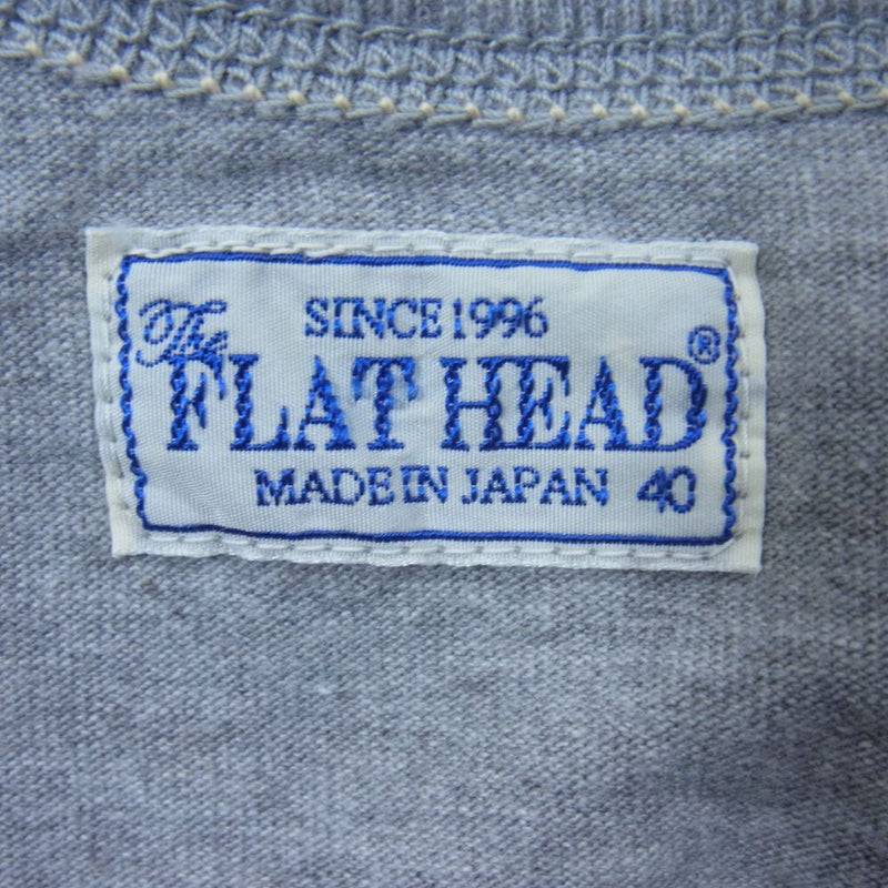 THE FLAT HEAD ザフラットヘッド FN-THCー016 THC 半袖 プリント Tシャツ グレー系 40【美品】【中古】