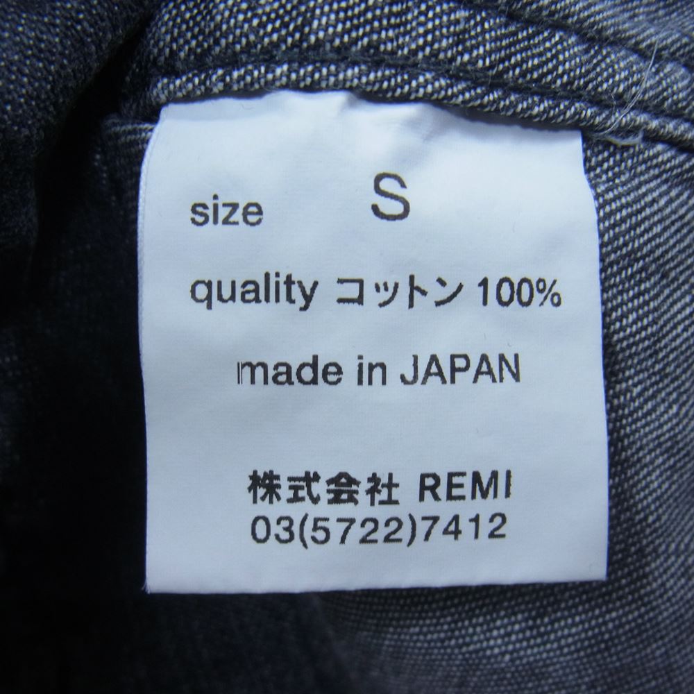 REMI RELIEF レミレリーフ デニム ウエスタン 長袖 シャツ ユーズド ブラック系 S【美品】【中古】