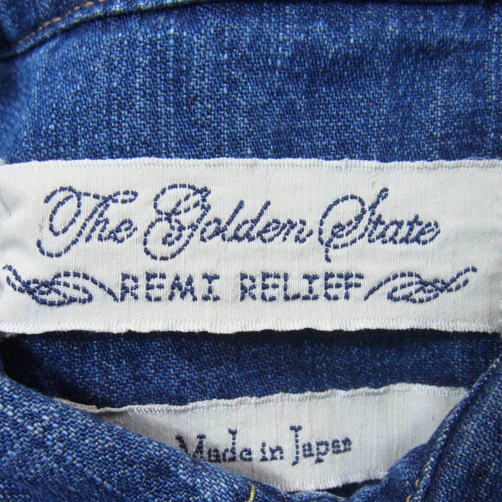 REMI RELIEF レミレリーフ デニム ウエスタン 長袖 シャツ インディゴブルー系 S【美品】【中古】