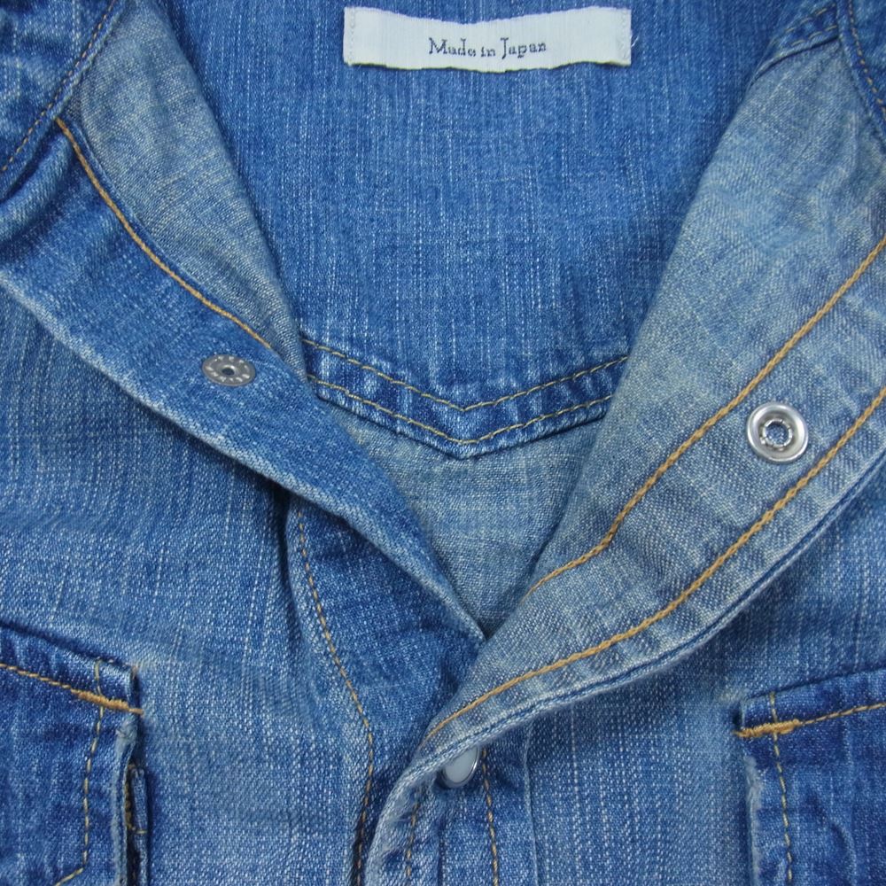 REMI RELIEF レミレリーフ デニム ウエスタン 長袖 シャツ ユーズドブルー インディゴブルー系 S【美品】【中古】