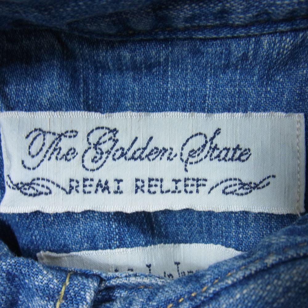REMI RELIEF レミレリーフ デニム ウエスタン 長袖 シャツ ユーズドブルー インディゴブルー系 S【美品】【中古】