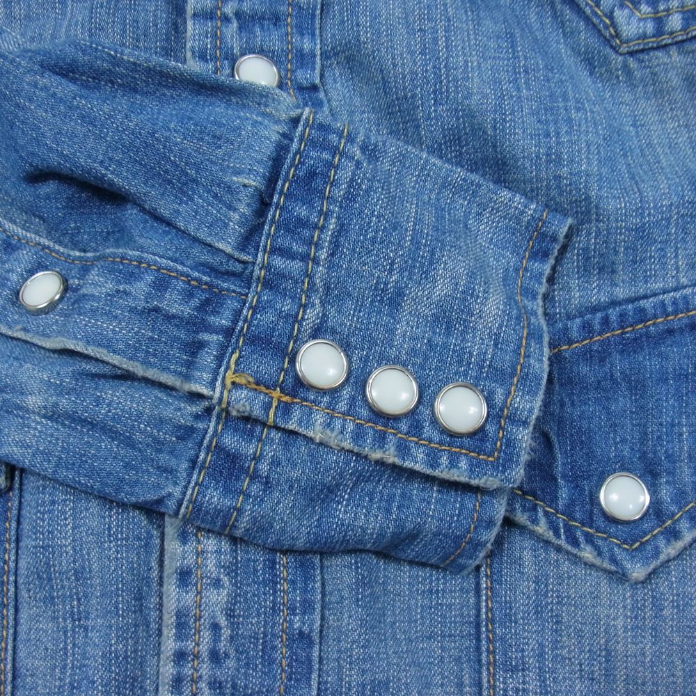 REMI RELIEF レミレリーフ デニム ウエスタン 長袖 シャツ ユーズドブルー インディゴブルー系 S【美品】【中古】