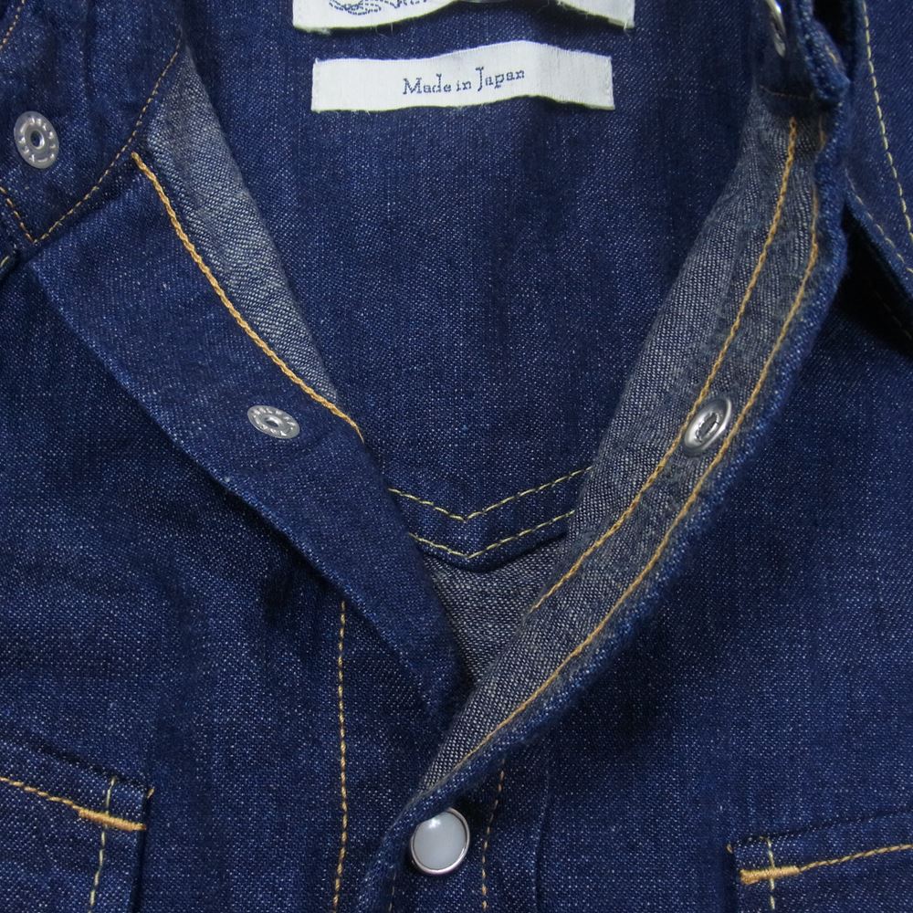 REMI RELIEF レミレリーフ ワンウォッシュ インディゴ デニム ウエスタン 長袖 シャツ インディゴブルー系 S【美品】【中古】
