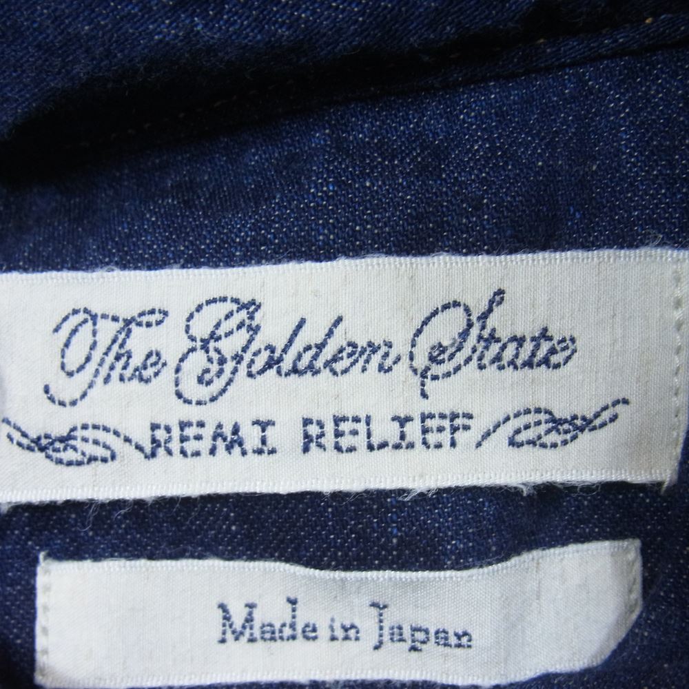 REMI RELIEF レミレリーフ ワンウォッシュ インディゴ デニム ウエスタン 長袖 シャツ インディゴブルー系 S【美品】【中古】