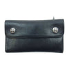 CHROME HEARTS クロムハーツ（原本無） 国内取扱店ギャランティ付属 WAVE WALLET HEAVY LEATHER ウェーブ クロスボールボタン ヘビーレザー ロング ウォレット ブラック系【中古】
