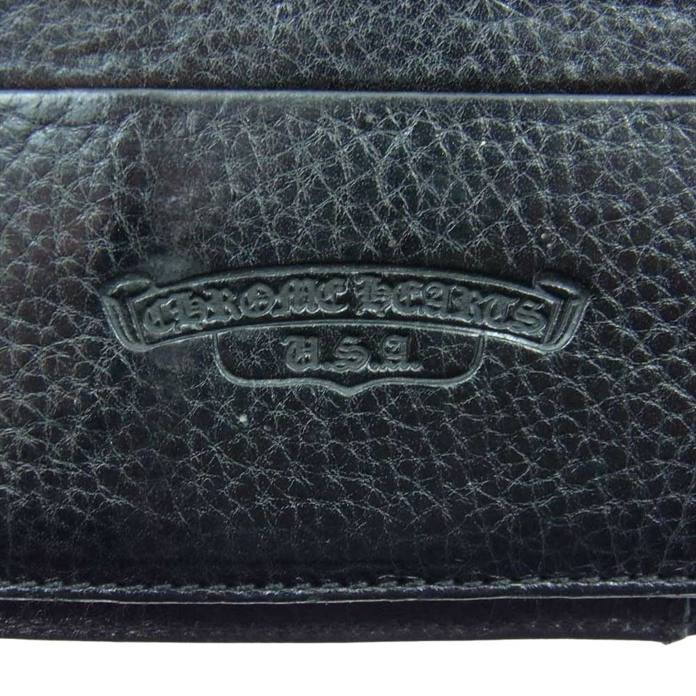 CHROME HEARTS クロムハーツ（原本無） 国内取扱店ギャランティ付属 WAVE WALLET HEAVY LEATHER ウェーブ クロスボールボタン ヘビーレザー ロング ウォレット ブラック系【中古】