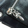CHROME HEARTS クロムハーツ（原本無） 国内取扱店ギャランティ付属 WAVE WALLET HEAVY LEATHER ウェーブ クロスボールボタン ヘビーレザー ロング ウォレット ブラック系【中古】