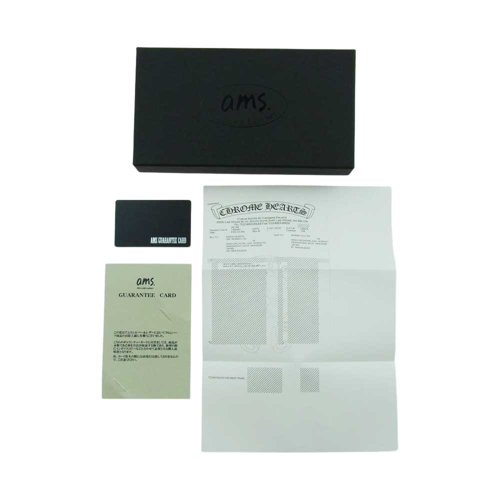 CHROME HEARTS クロムハーツ（原本無） 国内取扱店ギャランティ付属 WAVE WALLET HEAVY LEATHER ウェーブ クロスボールボタン ヘビーレザー ロング ウォレット ブラック系【中古】
