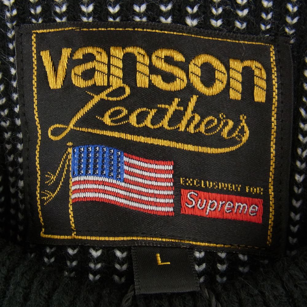 Supreme シュプリーム 22SS Vanson Leathers Sweater バンソン レザー ニット セーター ブラック系 L【極上美品】【中古】