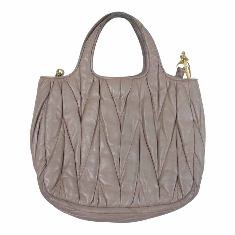 MIUMIU ミュウミュウ マテラッセ レザー 2WAY ショルダー ハンドバッグ ライトブラウン系【中古】