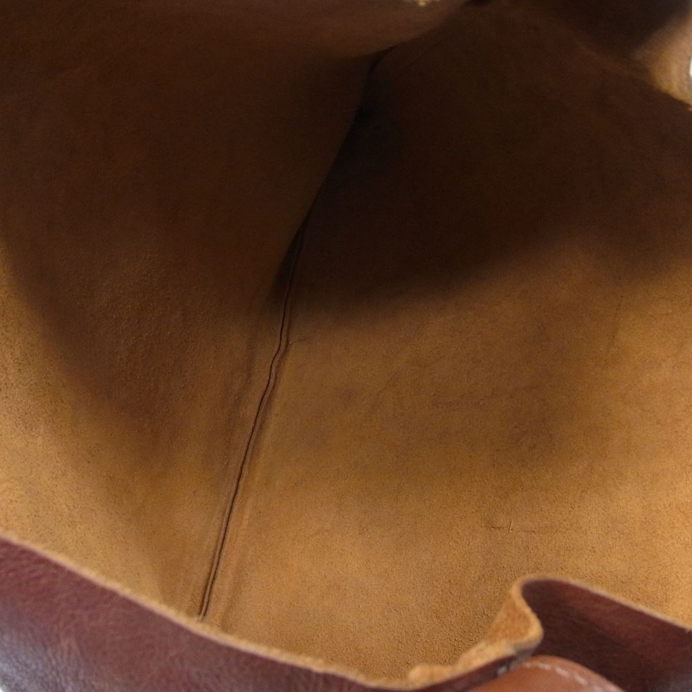 IL BISONTE イルビゾンテ ロゴ型押し レザー ショルダーバッグ ブラウン系【中古】