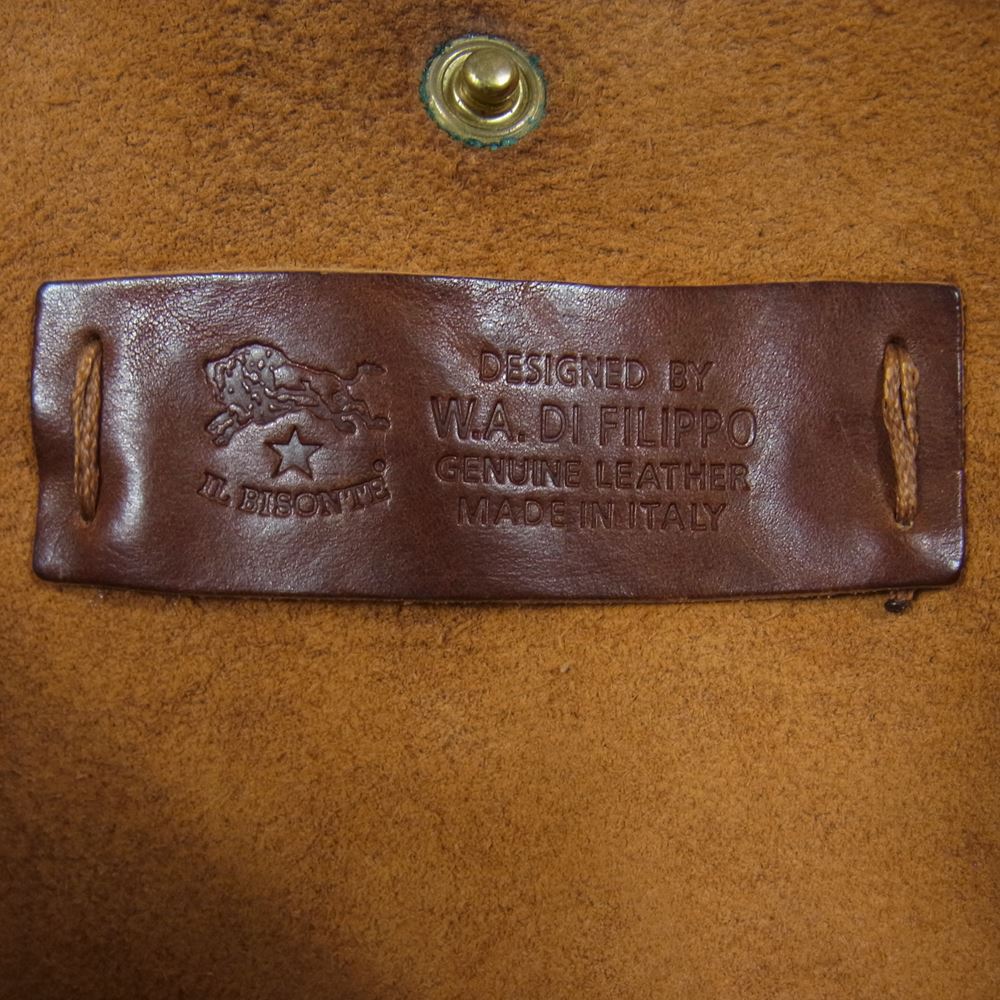 IL BISONTE イルビゾンテ ロゴ型押し レザー ショルダーバッグ ブラウン系【中古】