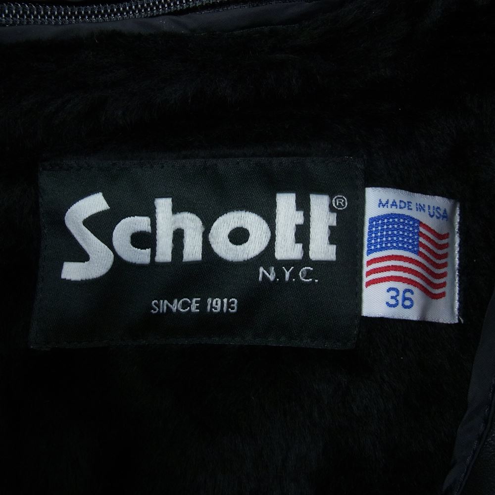 schott ショット Lot641 ボアライナー着脱化 シングル ライダース ジャケット 牛革  ブラック系 36【美品】【中古】