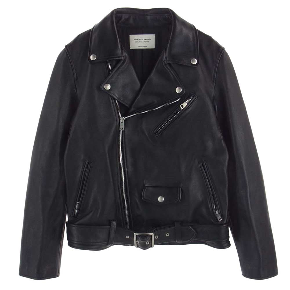 beautiful people ビューティフルピープル 1001402821 vintage leather THE a riders jacket sheep leather ダブル ライダース ジャケット  ブラック系 180(MEN M)【極上美品】【中古】