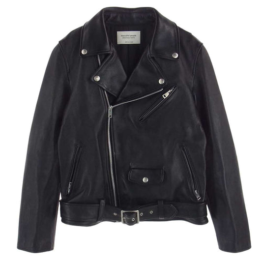 beautiful people ビューティフルピープル 1001402821 vintage leather THE a riders jacket sheep leather ダブル ライダース ジャケット  ブラック系 180(MEN M)【極上美品】【中古】