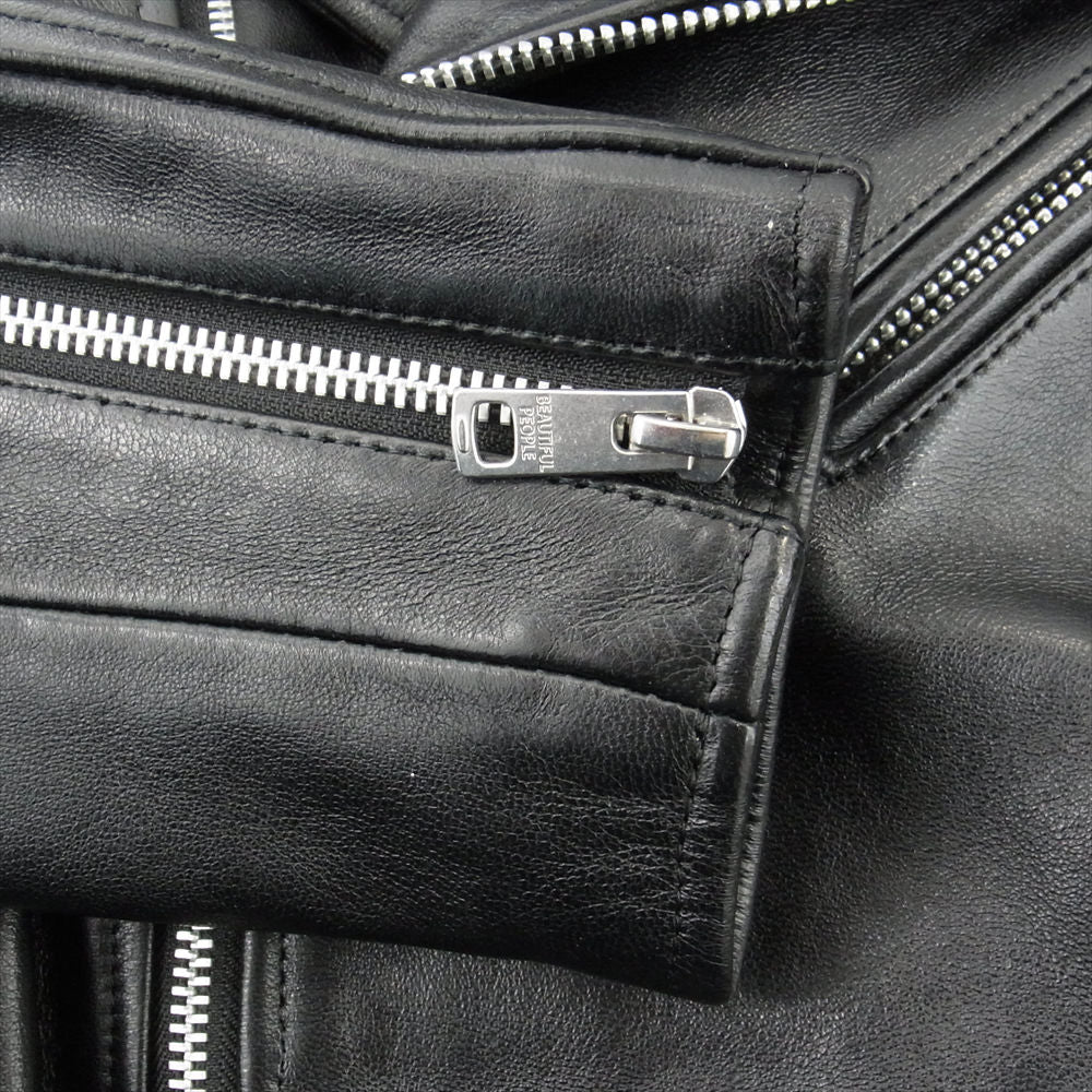 beautiful people ビューティフルピープル 1001402821 vintage leather THE a riders jacket sheep leather ダブル ライダース ジャケット  ブラック系 180(MEN M)【極上美品】【中古】