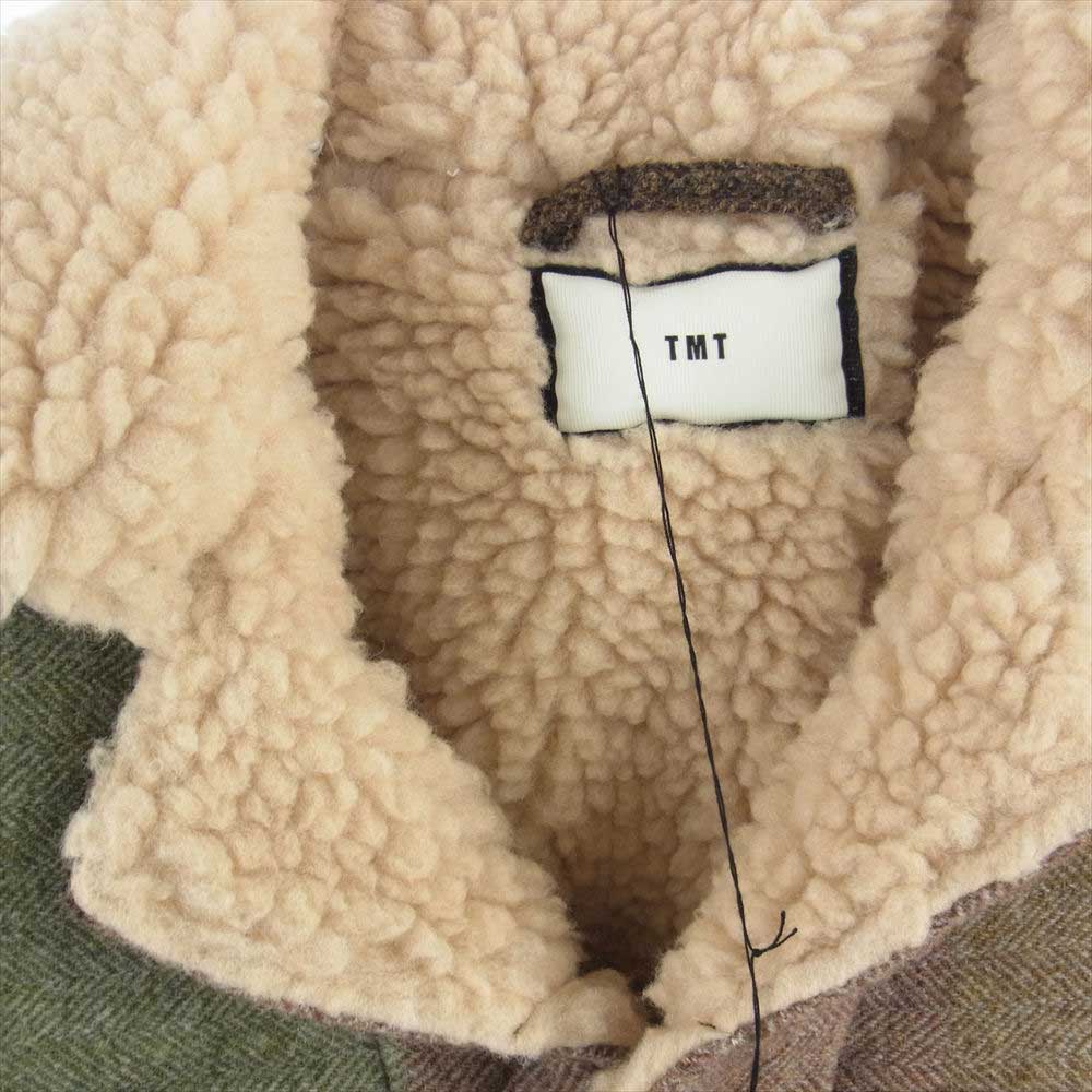 TMT ティーエムティー TJK-F1605 BIG BLOCK CHECK RANCH COAT ビッグ ブロック ランチ コート ウール ジャケット ブラウン系 M【美品】【中古】