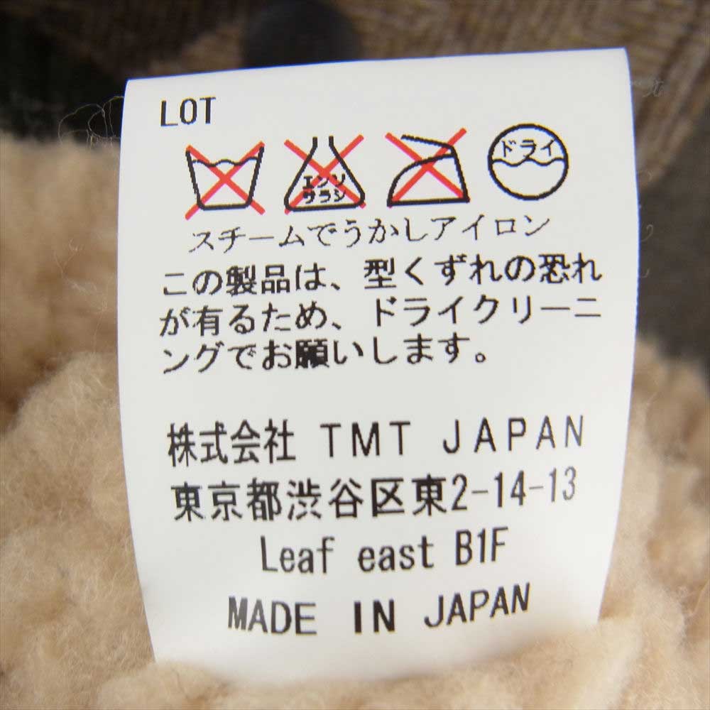 TMT ティーエムティー TJK-F1605 BIG BLOCK CHECK RANCH COAT ビッグ ブロック ランチ コート ウール ジャケット ブラウン系 M【美品】【中古】