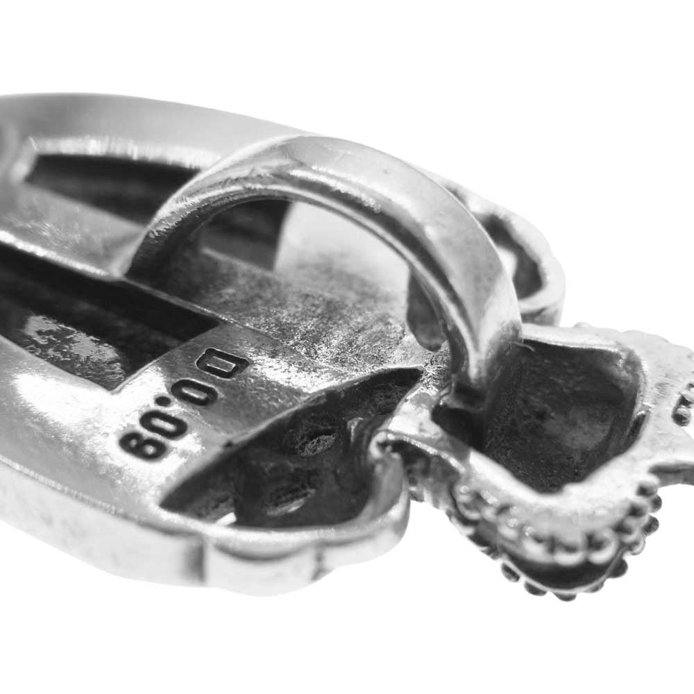 Justin Davis ジャスティンデイビス SPJ117 2 CROWN SHIELD クラウン シールド ペンダントトップ オニキス ダイヤモンド シルバー系【中古】