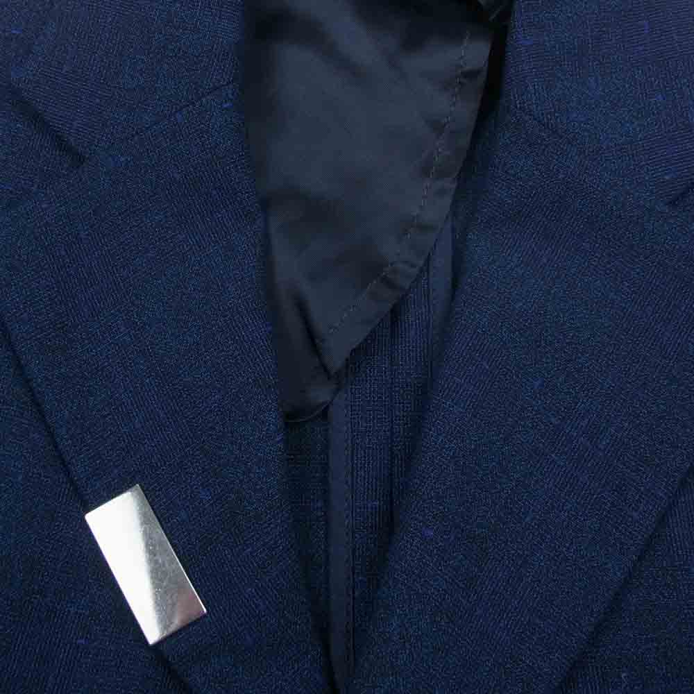 RAF SIMONS ラフシモンズ 14SS 141-505A Men's high waisted 3 button jacket Half lined メタルボタン かすれチェック セットアップ ネイビー系 46【中古】