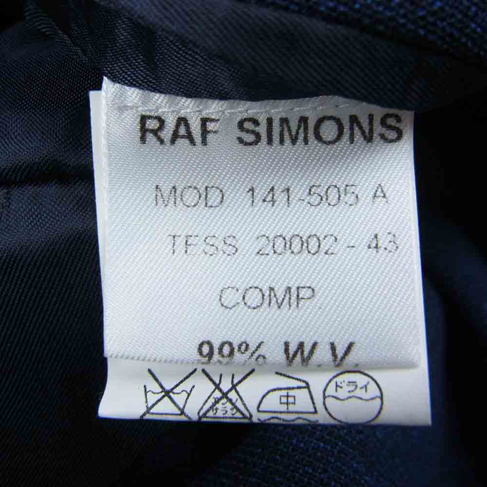 RAF SIMONS ラフシモンズ 14SS 141-505A Men's high waisted 3 button jacket Half lined メタルボタン かすれチェック セットアップ ネイビー系 46【中古】