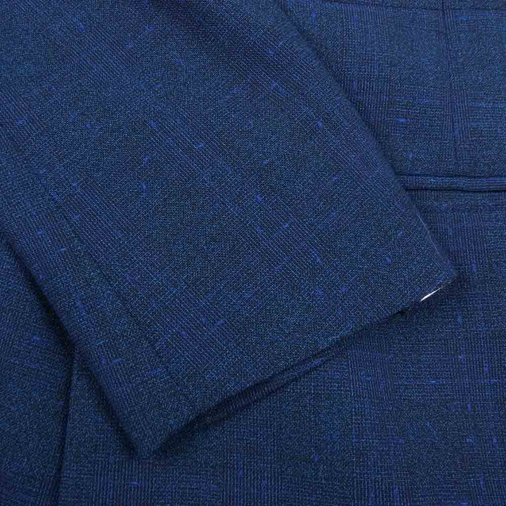 RAF SIMONS ラフシモンズ 14SS 141-505A Men's high waisted 3 button jacket Half lined メタルボタン かすれチェック セットアップ ネイビー系 46【中古】
