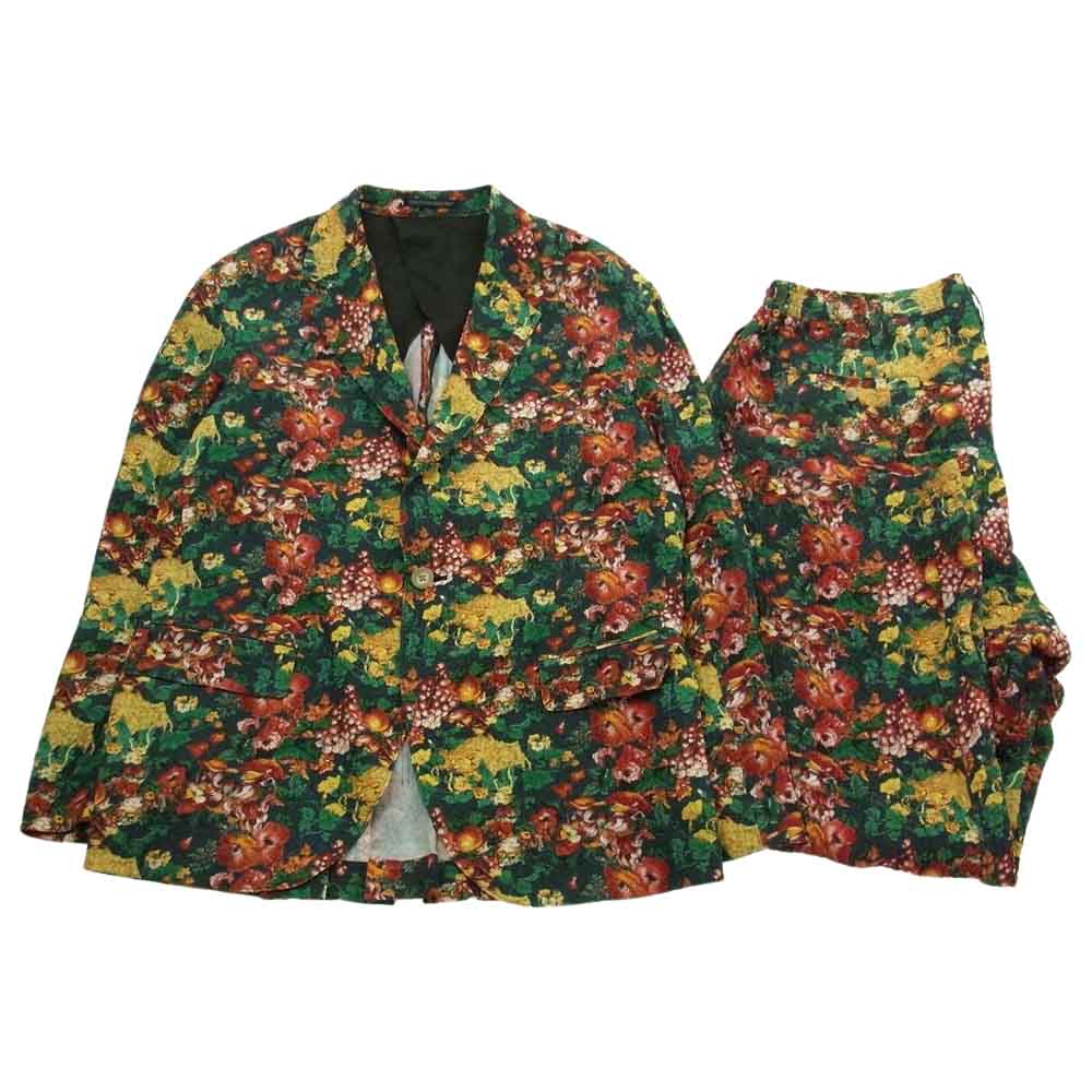 Yohji Yamamoto POUR HOMME ヨウジヤマモトプールオム 11SS ゴブラン期 アーカイブ シルク100％ フラワー総柄 シワ加工 セットアップ マルチカラー系 ジャケット:3、パンツ:2【中古】