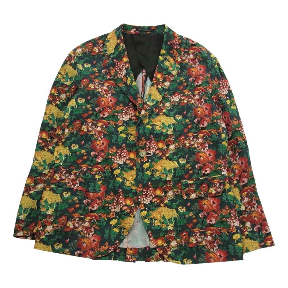 Yohji Yamamoto POUR HOMME ヨウジヤマモトプールオム 11SS ゴブラン期 アーカイブ シルク100％ フラワー総柄 シワ加工 セットアップ マルチカラー系 ジャケット:3、パンツ:2【中古】