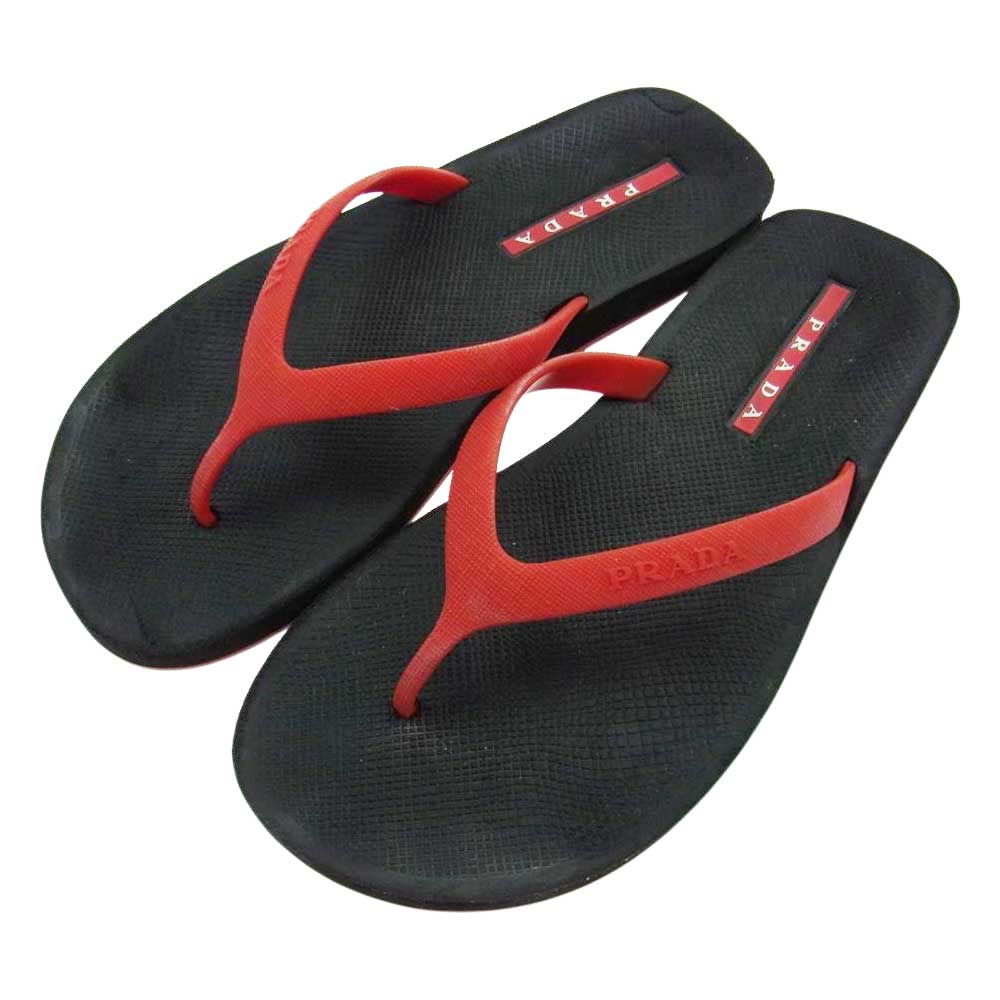 PRADA プラダ ビーチ シャワー サンダル ブラック系 レッド系【中古】