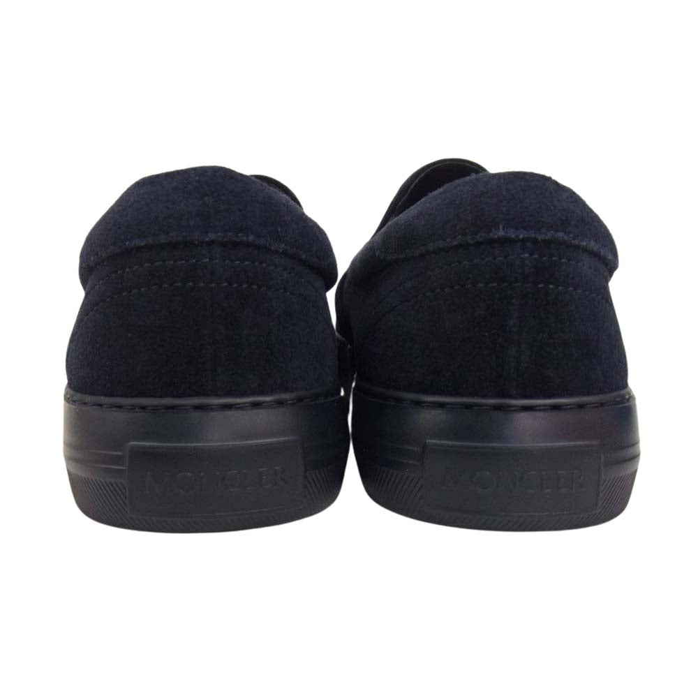 MONCLER モンクレール スエード レザー スリッポン ソールサイドロゴ ローカット スニーカー ネイビー系 42【極上美品】【中古】