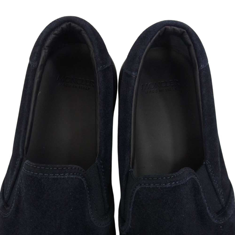 MONCLER モンクレール スエード レザー スリッポン ソールサイドロゴ ローカット スニーカー ネイビー系 42【極上美品】【中古】