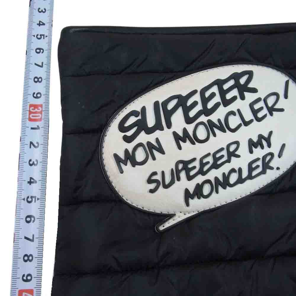 MONCLER モンクレール POCHETTE レザーワッペン付き キルティング セカンド クラッチ バッグ ブラック系【中古】