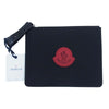 MONCLER モンクレール POUCH GM ラバーロゴ ワッペン付き レザー クラッチ セカンド バッグ ブラック系【中古】