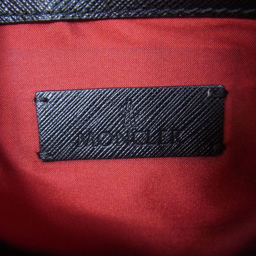 MONCLER モンクレール POUCH LARGE キルティング 切替 レザー クラッチ バッグ ブラック系【中古】