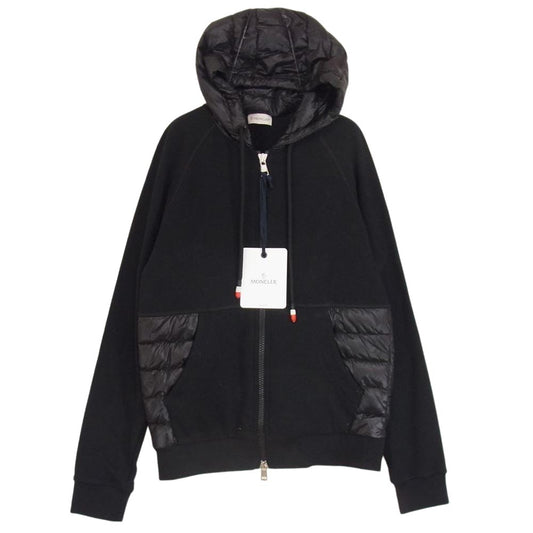MONCLER モンクレール MAGLIA CARDIGAN ダウン切替 スウェット ジップ パーカー  ブラック系 S【中古】