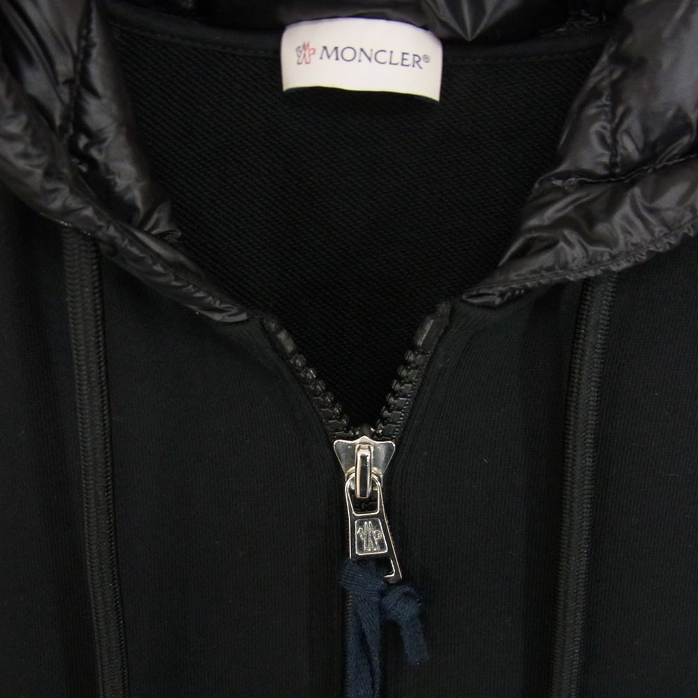 MONCLER モンクレール MAGLIA CARDIGAN ダウン切替 スウェット ジップ パーカー  ブラック系 S【中古】