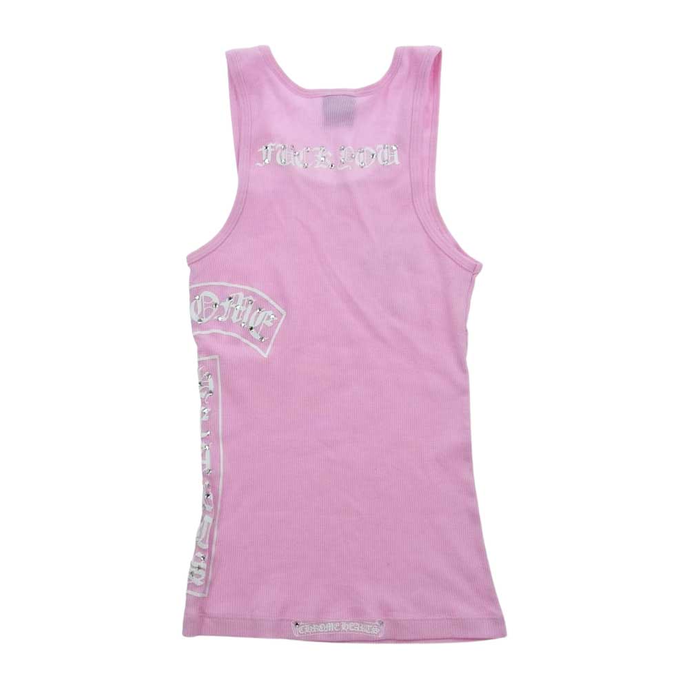 CHROME HEARTS クロムハーツ（原本無） ラージ CHクロス ラインストーン タンクトップ ピンク ピンク系 M【中古】