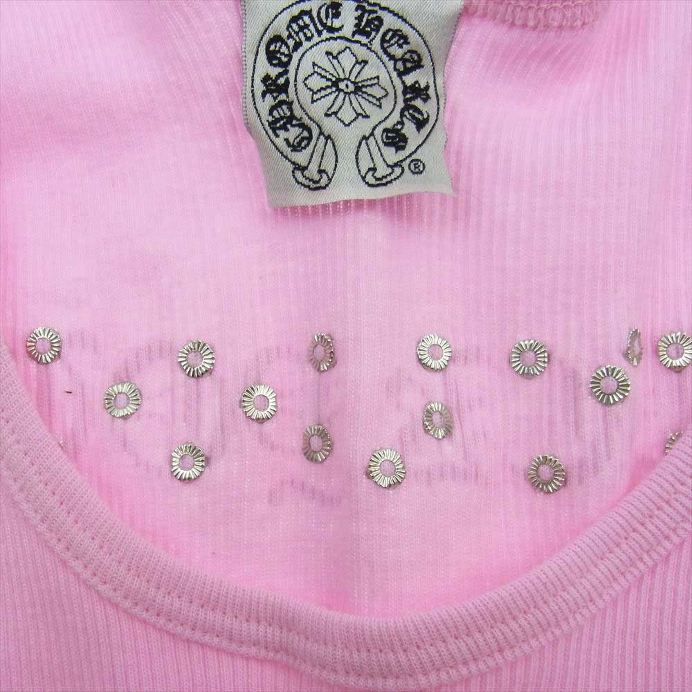 CHROME HEARTS クロムハーツ（原本無） ラージ CHクロス ラインストーン タンクトップ ピンク ピンク系 M【中古】