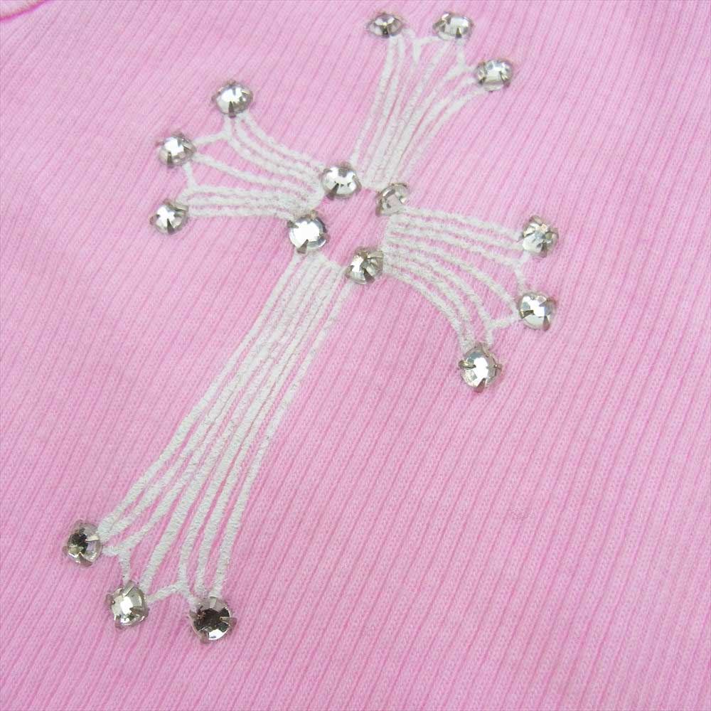 CHROME HEARTS クロムハーツ（原本無） ラージ CHクロス ラインストーン タンクトップ ピンク ピンク系 M【中古】