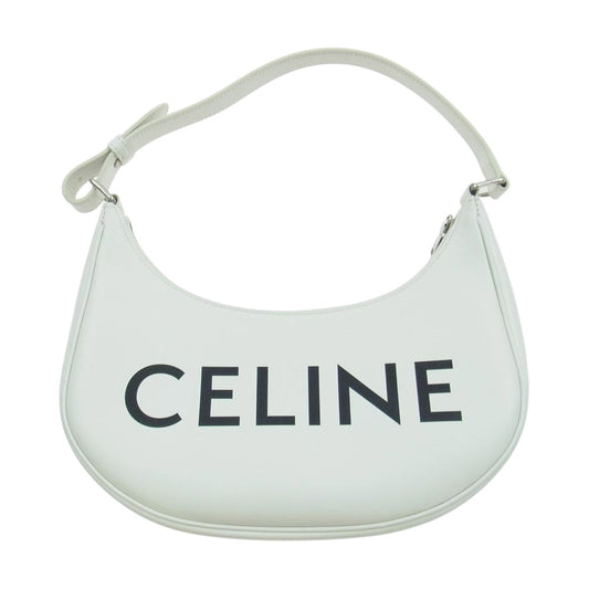 CELINE セリーヌ AVA アヴァ スムースカーフスキン ロゴ レザー　ハンド バッグ ホワイト系【中古】