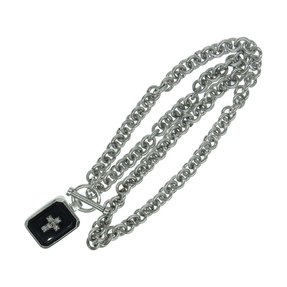 Justin Davis ジャスティンデイビス SNJ115 EMINEM エミネム オニキス クロス ダイヤ チェーン ネックレス  シルバー系【中古】