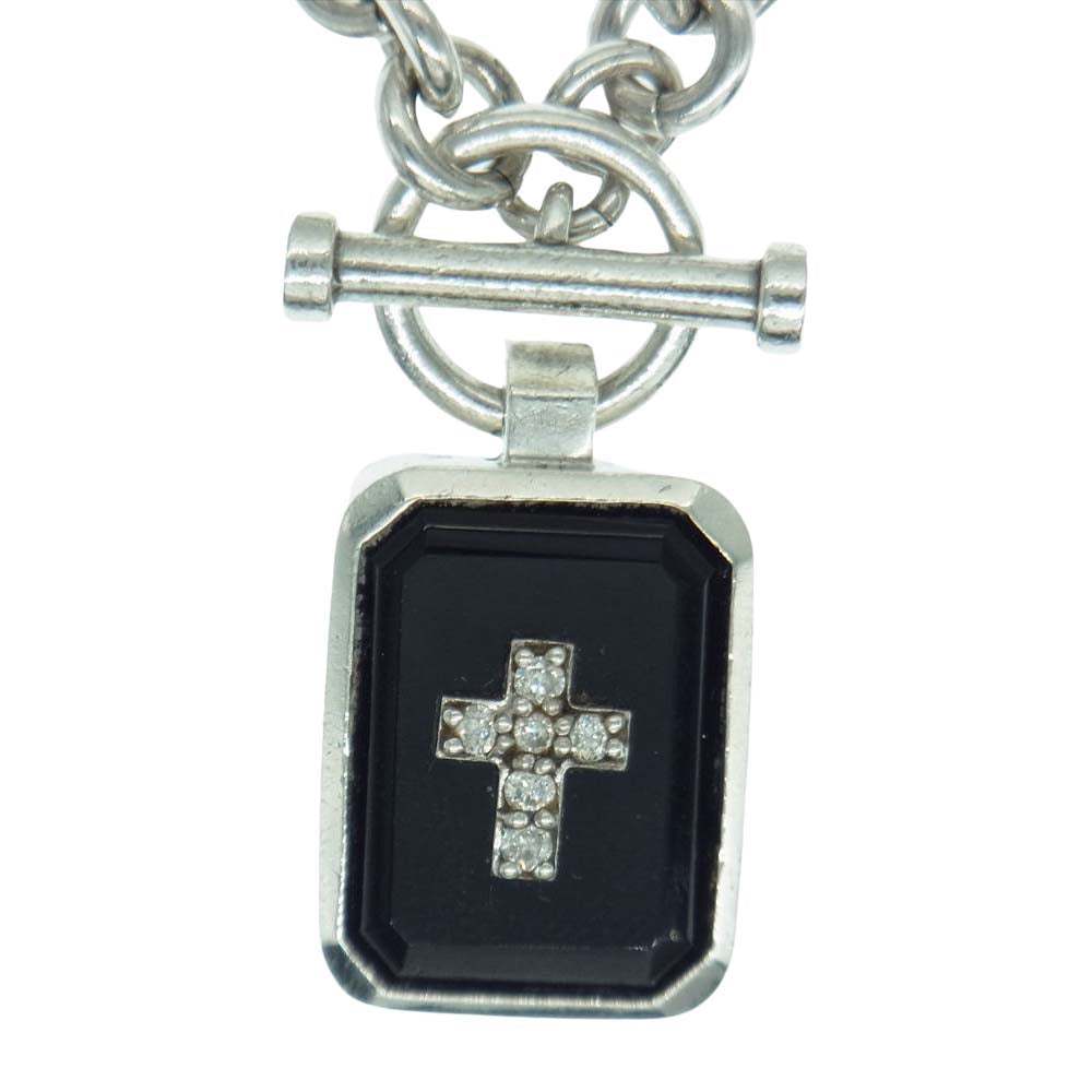 Justin Davis ジャスティンデイビス SNJ115 EMINEM エミネム オニキス クロス ダイヤ チェーン ネックレス  シルバー系【中古】