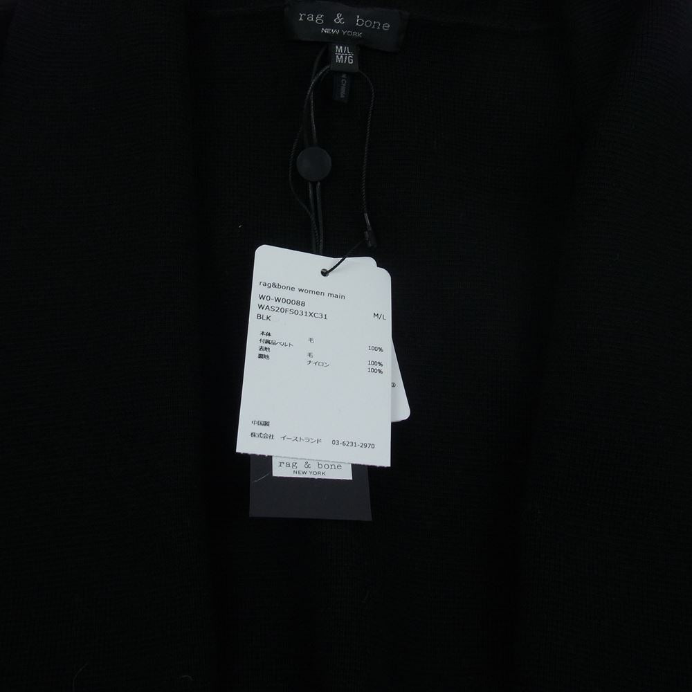 rag & bone ラグアンドボーン WAS20FS031XC31 国内正規品 Emory Wool Sweater Coat ベルト付き ウール ロング カーディガン ブラック系 M/L【新古品】【未使用】【中古】