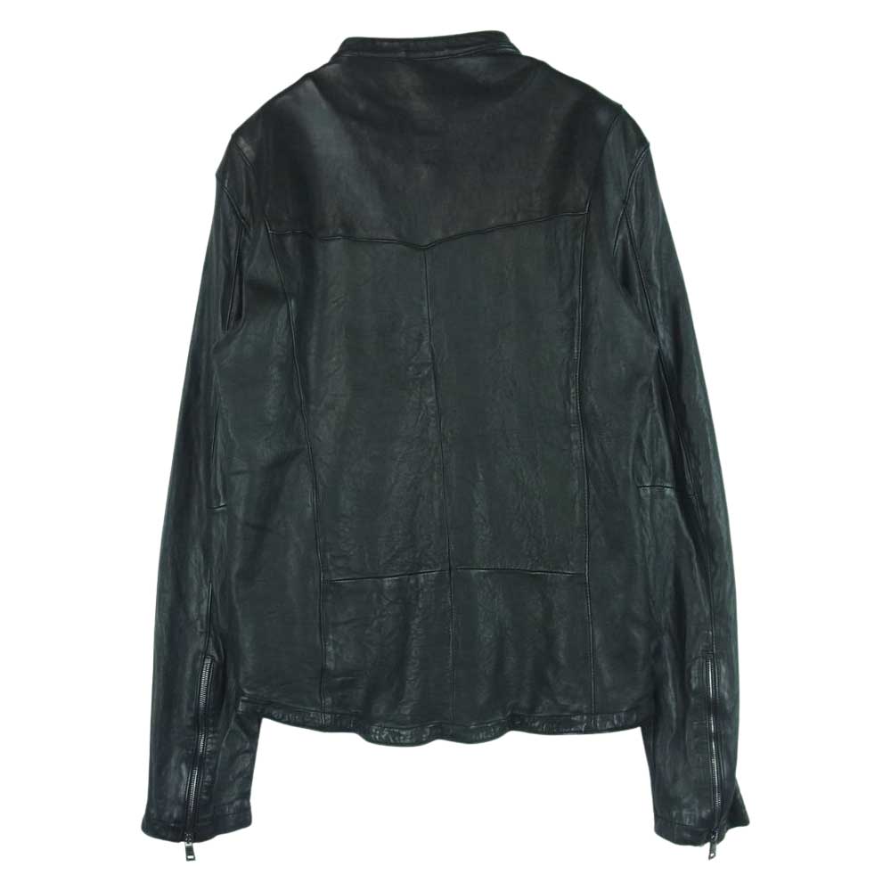 GIORGIO BRATO ジョルジオブラット GU20F9299B 国内正規品 イタリア製 裏地チェック 製品染め ラムレザー シングル ライダース ジャケット ブラック系 50【中古】