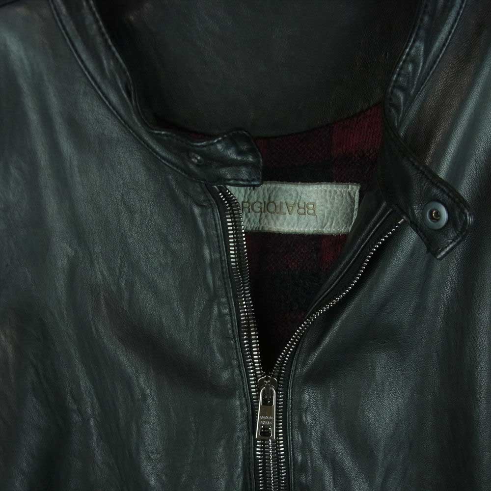 GIORGIO BRATO ジョルジオブラット GU20F9299B 国内正規品 イタリア製 裏地チェック 製品染め ラムレザー シングル ライダース ジャケット ブラック系 50【中古】