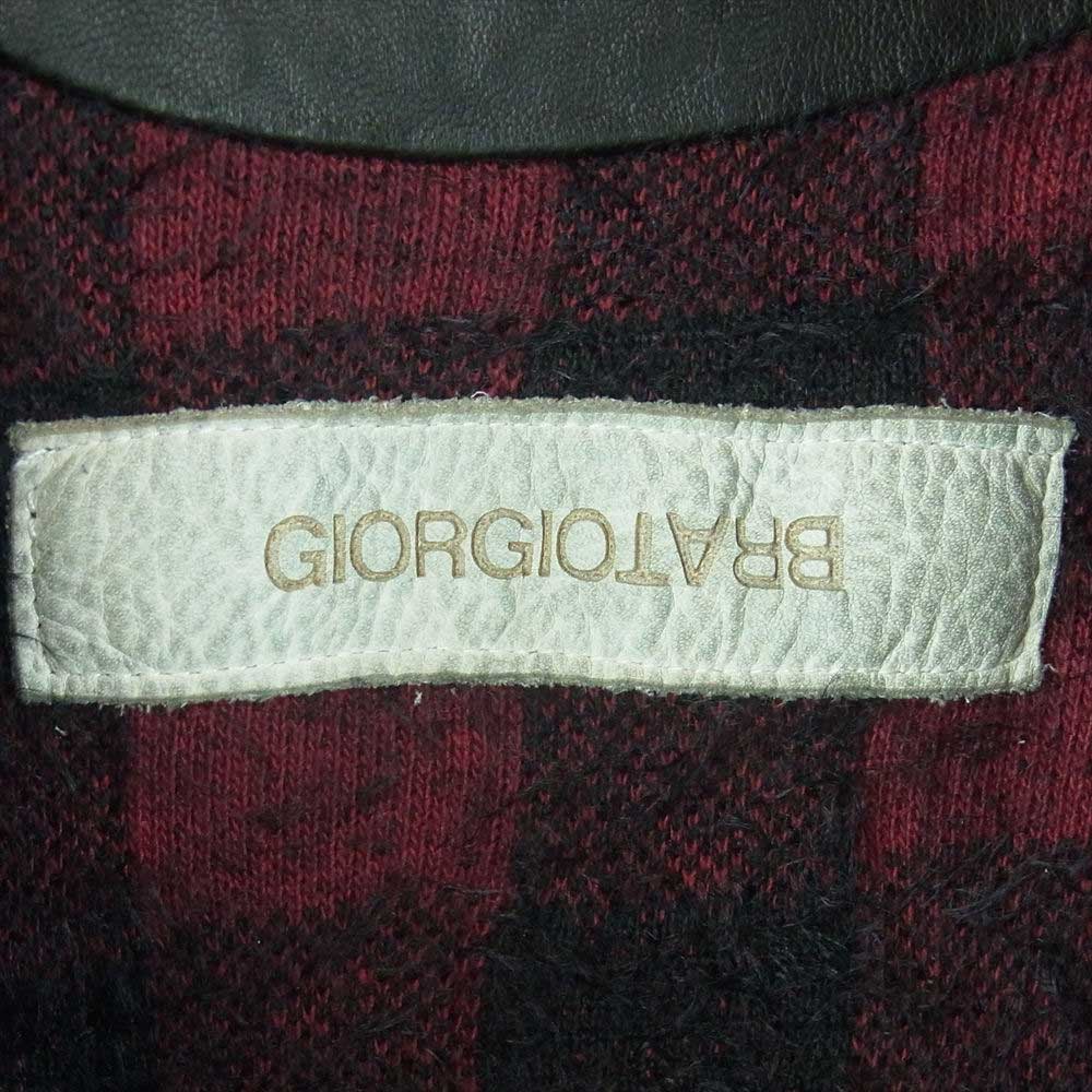 GIORGIO BRATO ジョルジオブラット GU20F9299B 国内正規品 イタリア製 裏地チェック 製品染め ラムレザー シングル ライダース ジャケット ブラック系 50【中古】