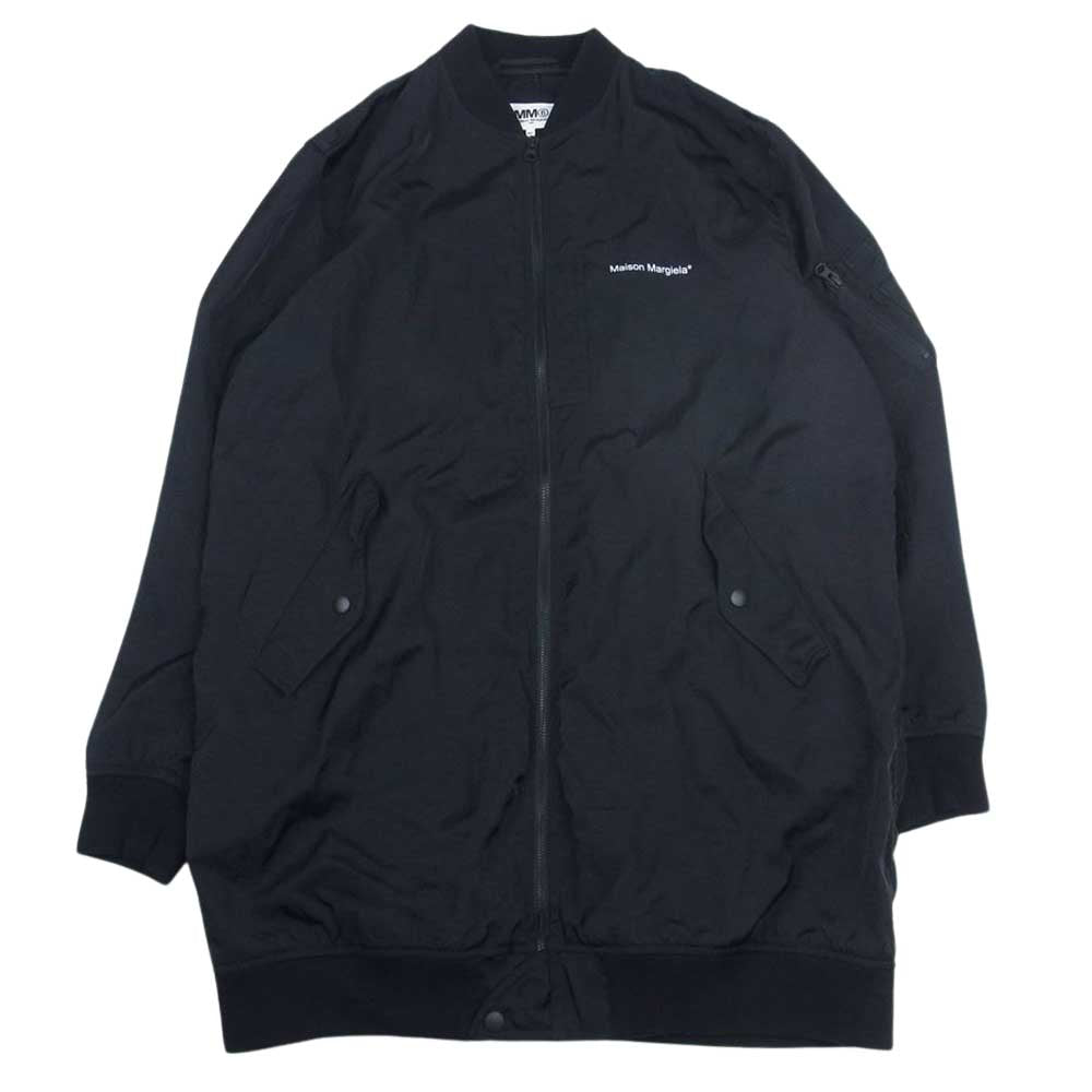 MAISON MARGIELA メゾンマルジェラ MM6 エムエムシックス 国内正規品 S52AA0101 ナイロン ロゴ ロング ブルゾン ジャケット ブラック系 44【中古】