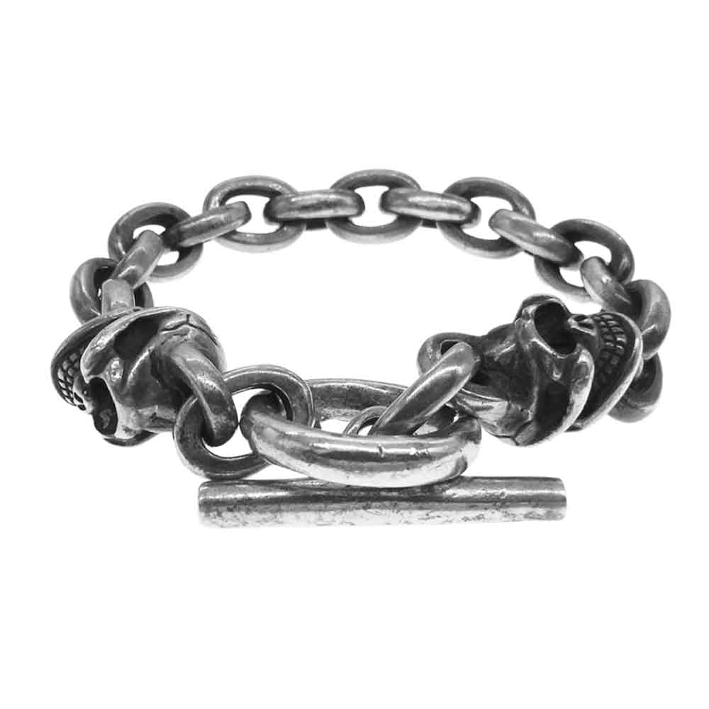 STOPLIGHT ストップライト 2 Skull Link Bracelet 2スカル 金メタル付 リンク ブレス シルバー系【中古】