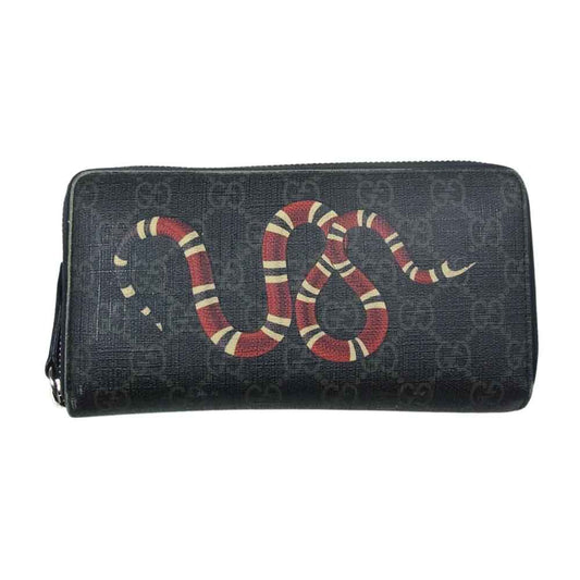 GUCCI グッチ 451273 GGスプリーム キングスネーク プリント ウォレット 財布 ブラック系【中古】